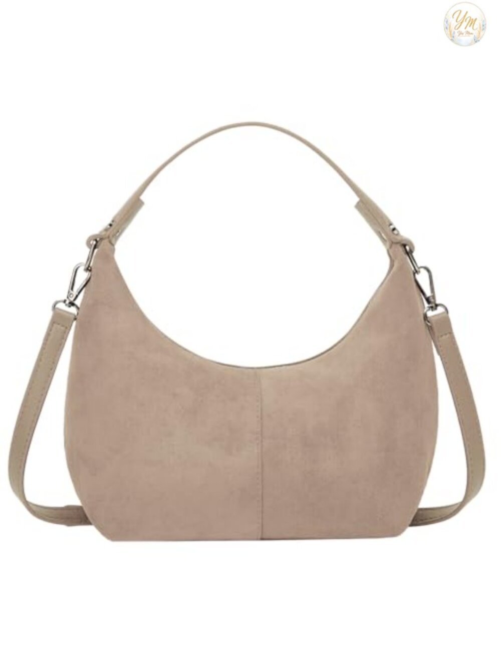 Faux Suede Slouchy Shoulder Bag Crossbody Tote Satchel Crescent Handbag